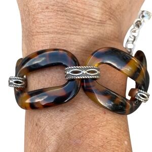 New Brighton Desert Sky Tortoise Shell Link Bracelet Silver Tone Clasp